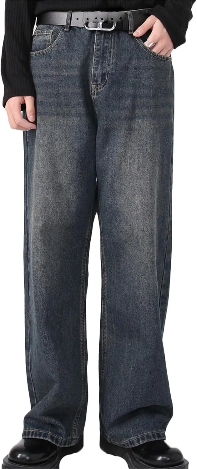 Men's Relaxed Fit Denim Jeans, Men Loose Straight Leg Jean, Mens Original Straight Fit Denim Jeans