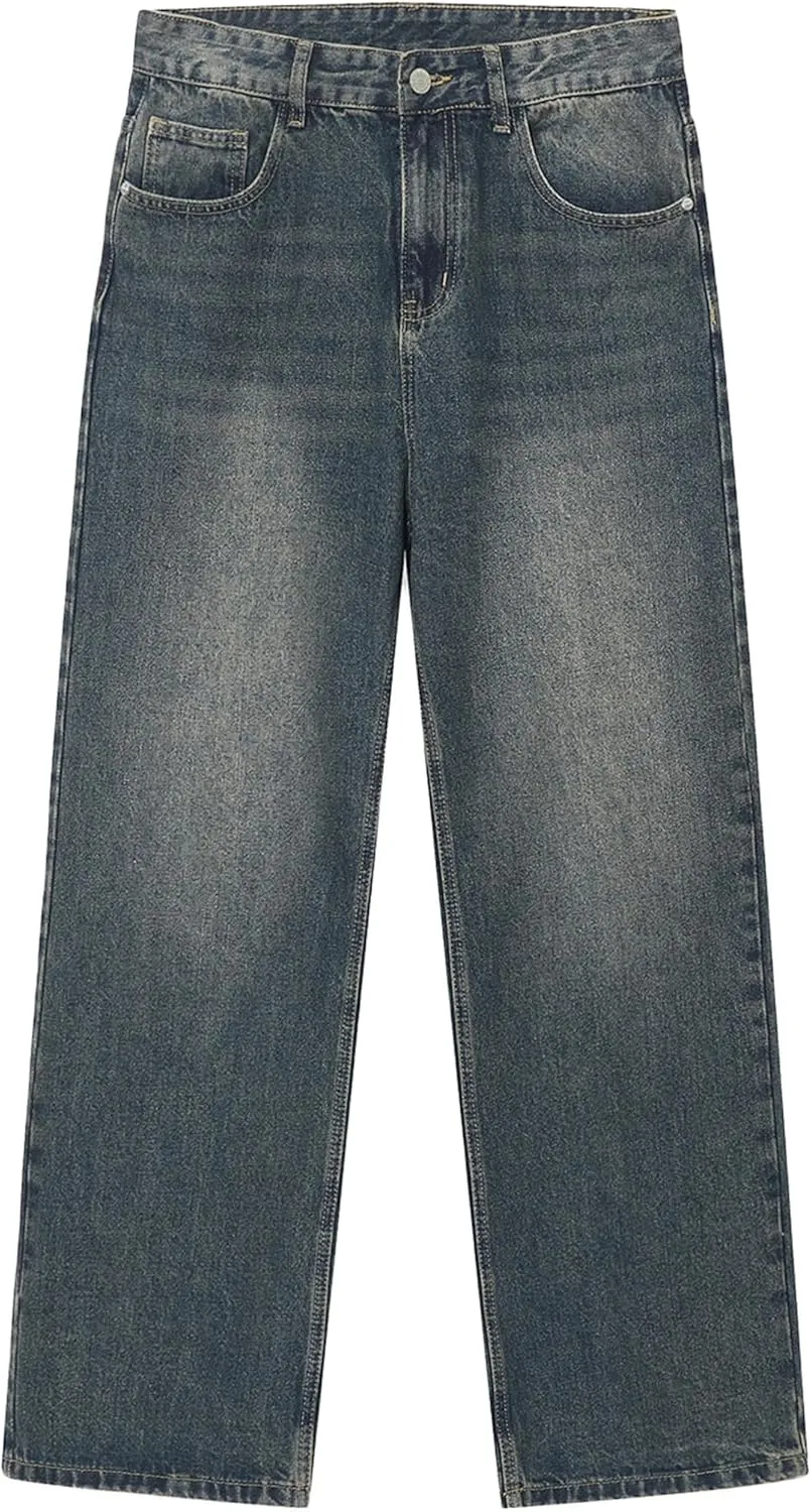 Men's Relaxed Fit Denim Jeans, Men Loose Straight Leg Jean, Mens Original Straight Fit Denim Jeans