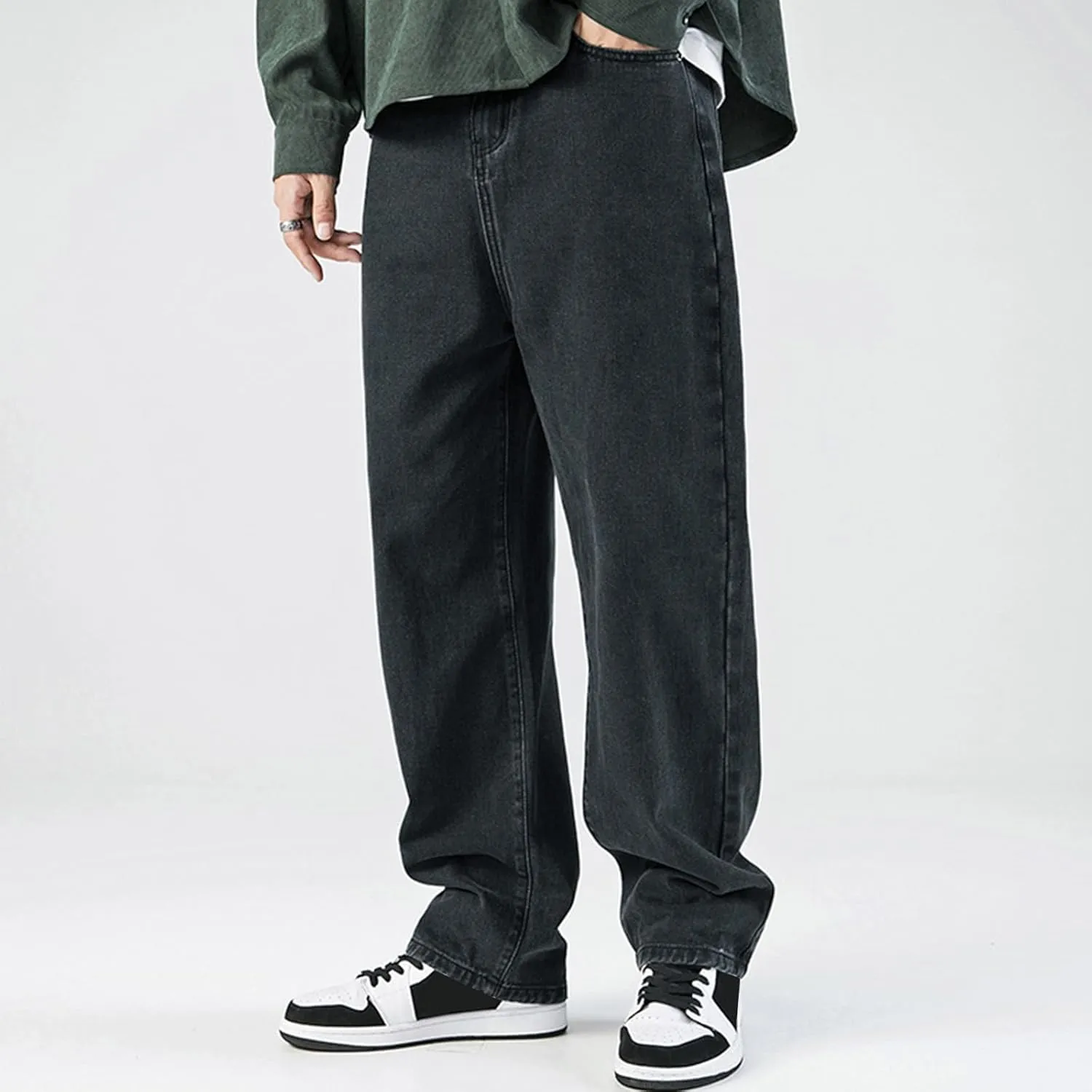Men's Relaxed Fit Jeans Stretch Casual Straight Leg Jeans Y2k Fashion Streetwear Harajuku Denim Pant Trousers for Men