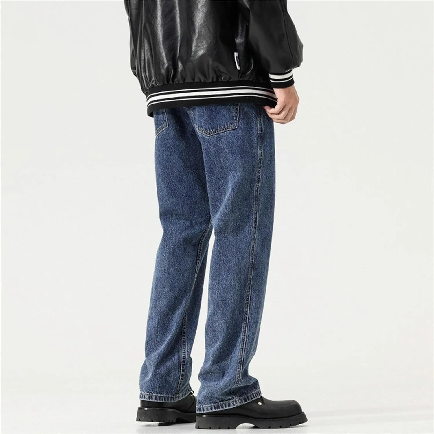 Men's Relaxed Fit Stylish Solid Jeans Casual Straight Leg Streetwear Denim Pants Comfort Outdoor Jeans Trouser