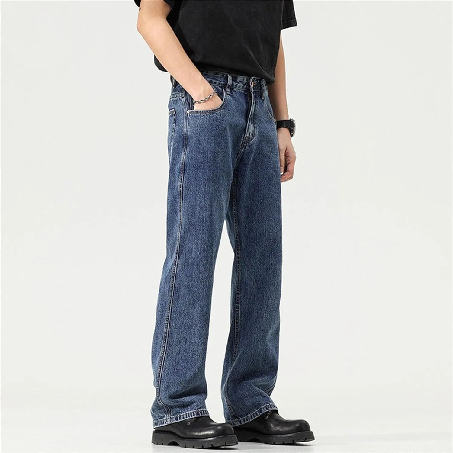 Men's Relaxed Fit Stylish Solid Jeans Casual Straight Leg Streetwear Denim Pants Comfort Outdoor Jeans Trouser
