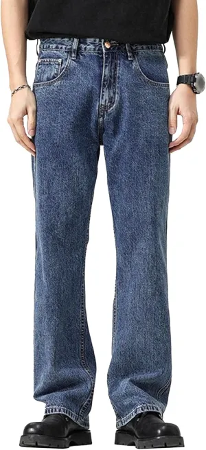 Men's Relaxed Fit Stylish Solid Jeans Casual Straight Leg Streetwear Denim Pants Comfort Outdoor Jeans Trouser