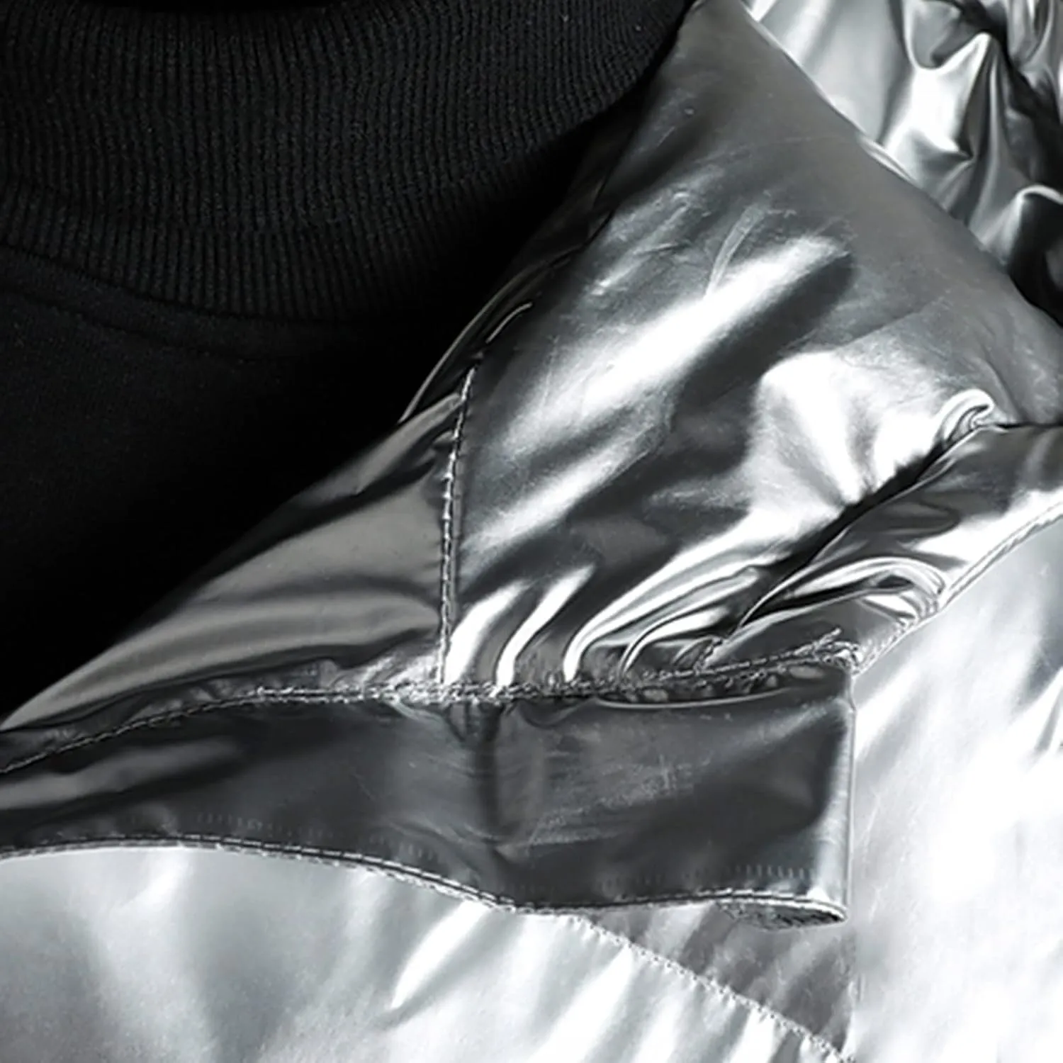 Men's Shiny Puffer Jacket Stand Collar Quilted Coat Lightweight Down Jacket Zip up Padded Coat Glossy Winter Jacket