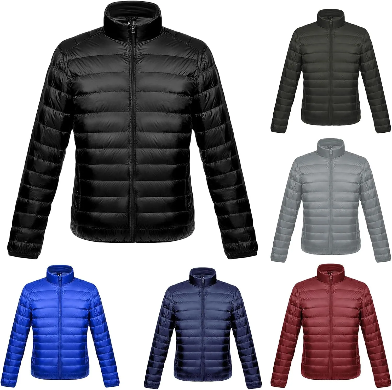 Mens Short Lightweight Puffer Jackets Warm Puffy Winter Down Jacket Windproof Water Repellent Quilted Coat