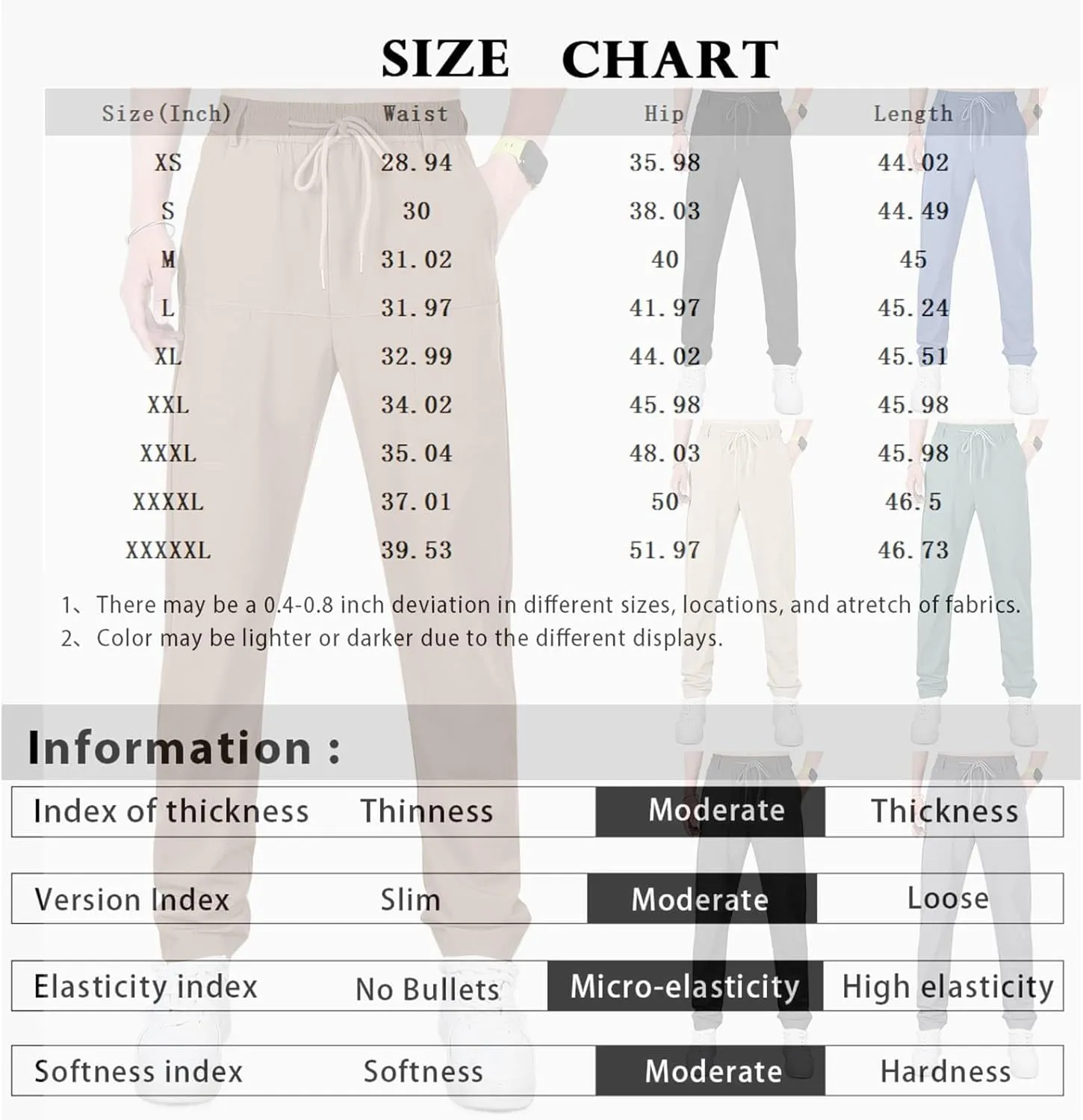 Mens Slacks Casual Pants Stretch Loose Fit Hiking Work Pants w/Multi Pocket Mencomfy Lightweight Construction Pants
