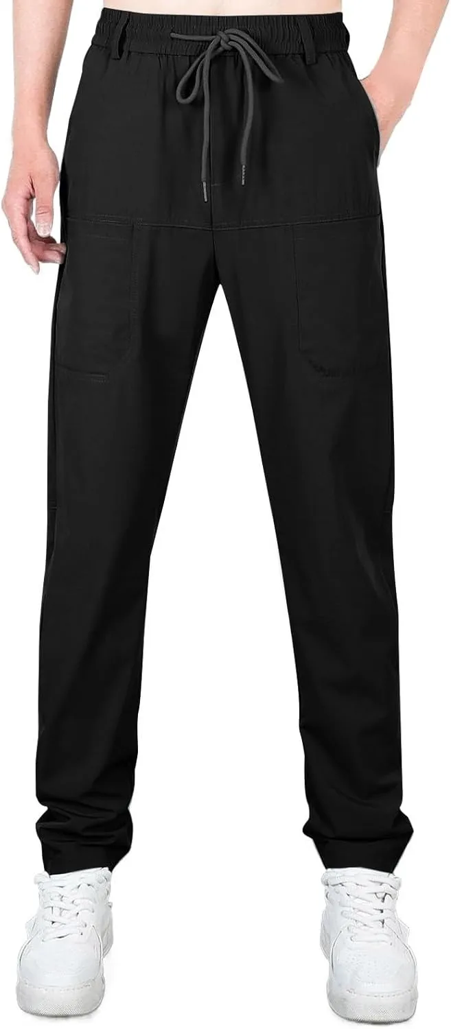 Mens Slacks Casual Pants Stretch Loose Fit Hiking Work Pants w/Multi Pocket Mencomfy Lightweight Construction Pants