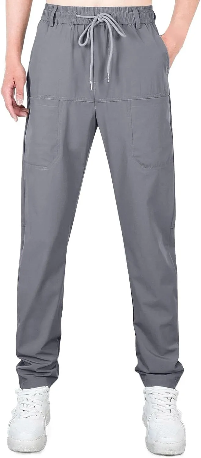 Mens Slacks Casual Pants Stretch Loose Fit Hiking Work Pants w/Multi Pocket Mencomfy Lightweight Construction Pants