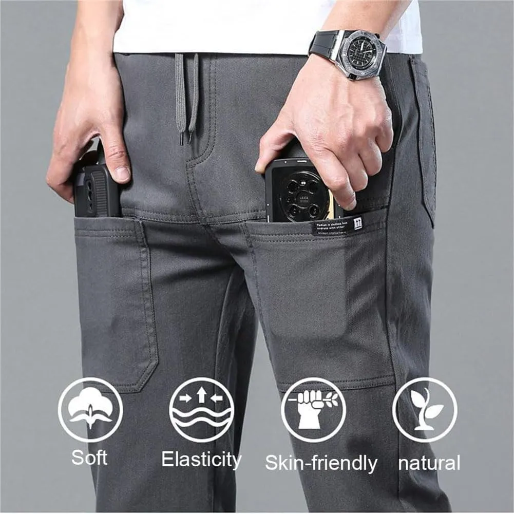 Mens Slacks Casual Pants Stretch Loose Fit Hiking Work Pants w/Multi Pocket Mencomfy Lightweight Construction Pants