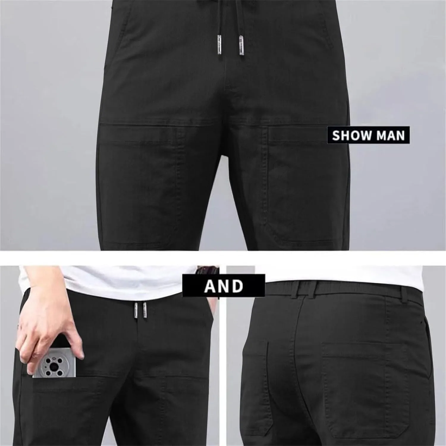 Mens Slacks Casual Pants Stretch Loose Fit Hiking Work Pants w/Multi Pocket Mencomfy Lightweight Construction Pants
