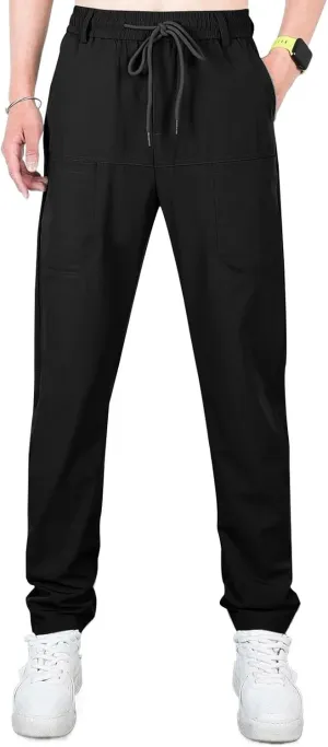 Mens Slacks Casual Pants Stretch Loose Fit Hiking Work Pants w/Multi Pocket Mencomfy Lightweight Construction Pants