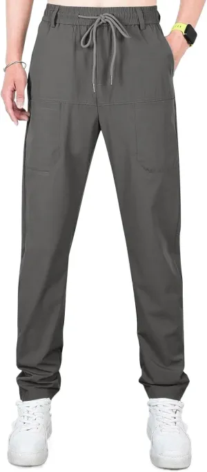 Mens Slacks Casual Pants Stretch Loose Fit Hiking Work Pants w/Multi Pocket Mencomfy Lightweight Construction Pants