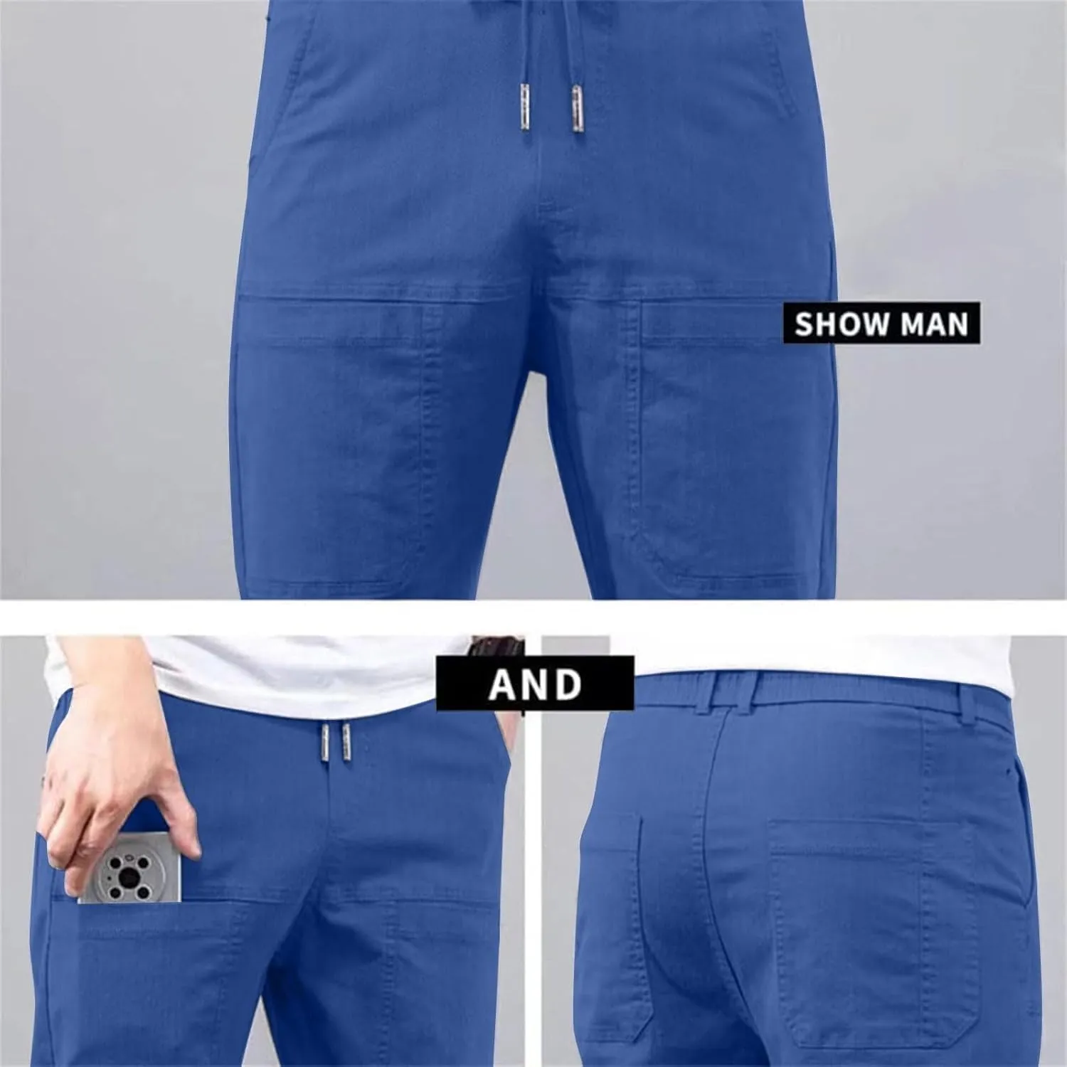 Mens Slacks Casual Pants Stretch Loose Fit Hiking Work Pants w/Multi Pocket Mencomfy Lightweight Construction Pants