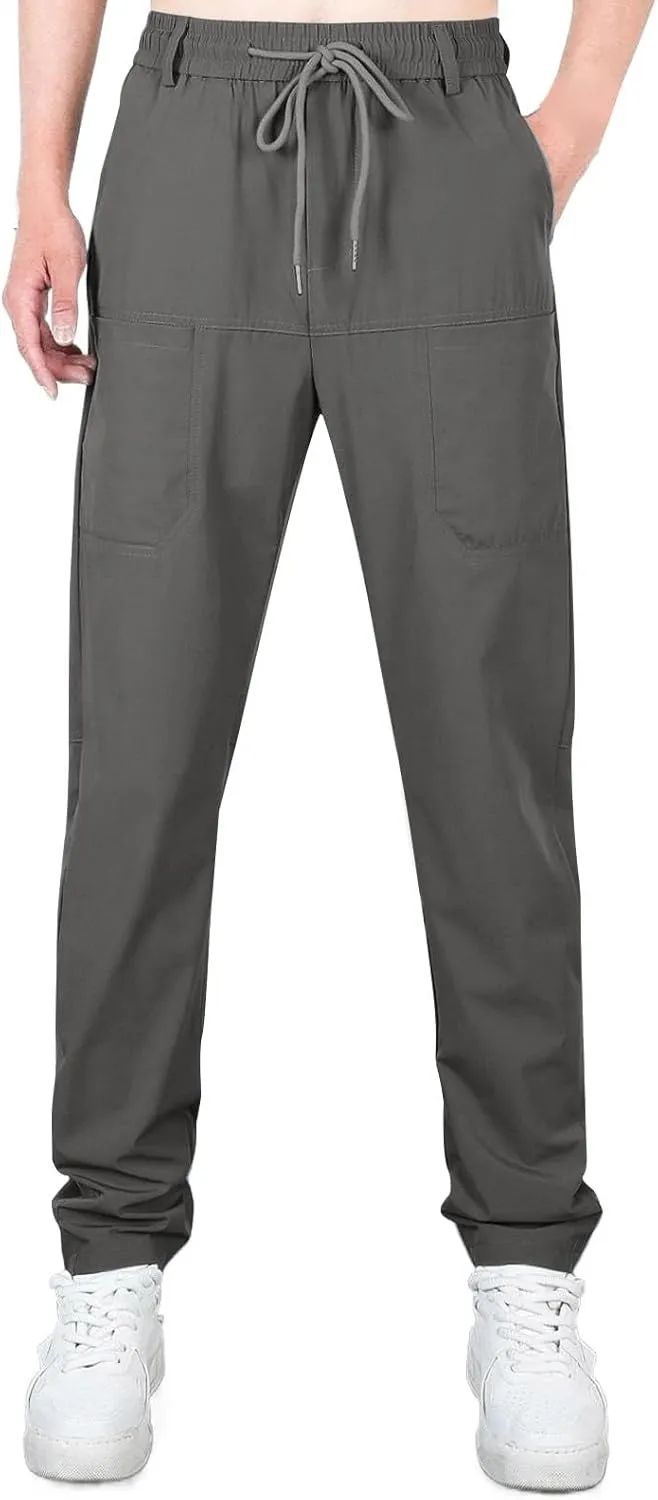 Mens Slacks Casual Pants Stretch Loose Fit Hiking Work Pants w/Multi Pocket Mencomfy Lightweight Construction Pants