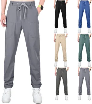 Mens Slacks Casual Pants Stretch Loose Fit Hiking Work Pants w/Multi Pocket Mencomfy Lightweight Construction Pants