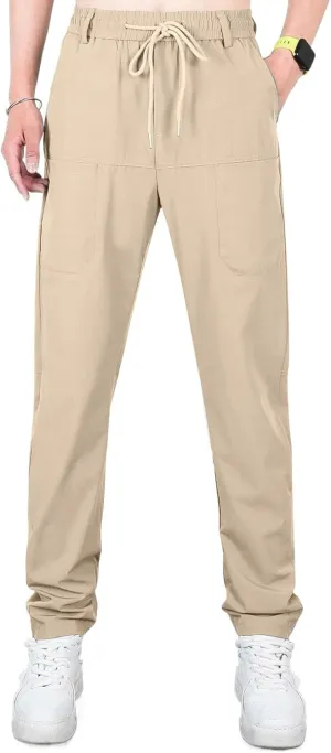 Mens Slacks Casual Pants Stretch Loose Fit Hiking Work Pants w/Multi Pocket Mencomfy Lightweight Construction Pants