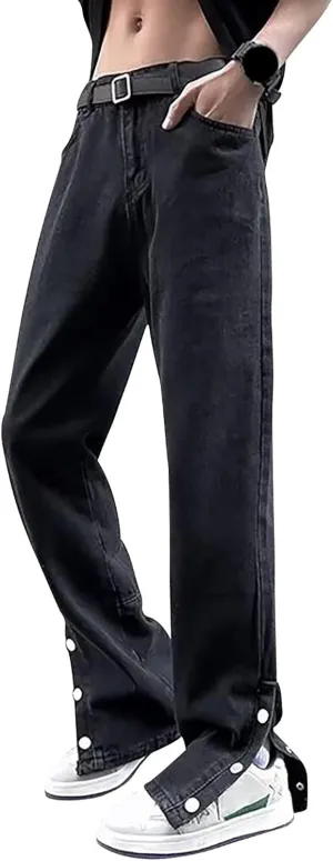 Mens Slim Fit Boot Cut Jeans Denim Straight Leg Relaxed Fit Jeans for Men Washed Old Loose Fashion Casual Jeans Mens