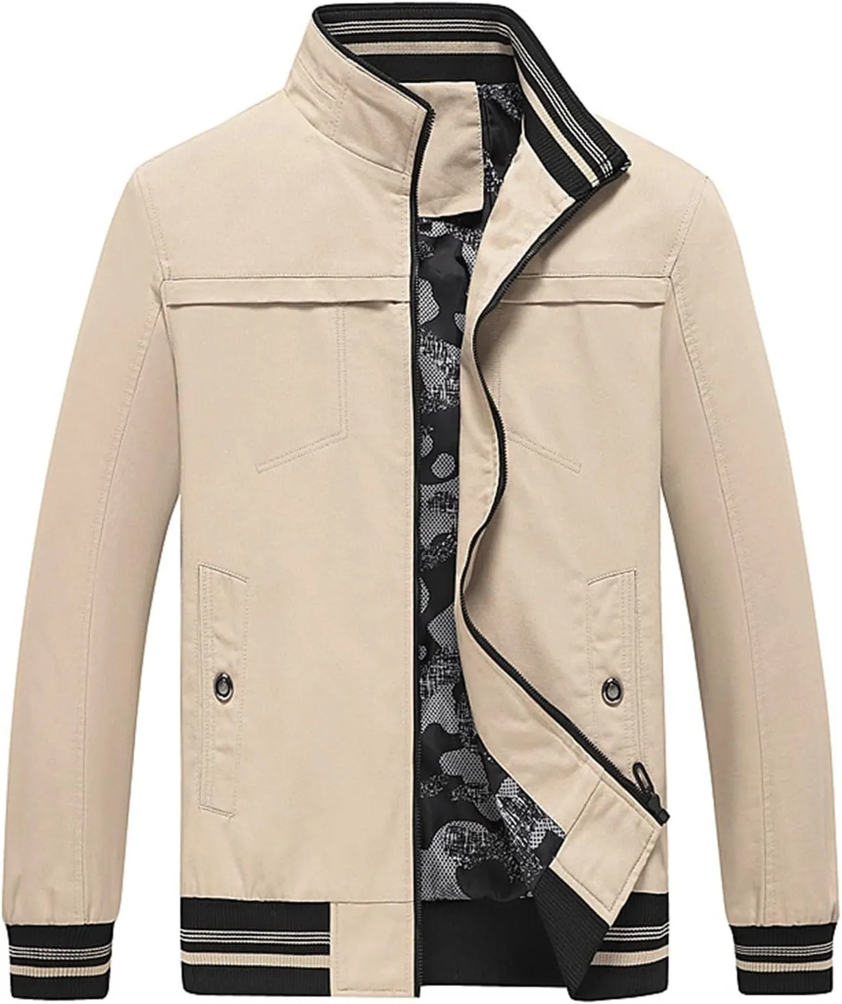 Men's Slim Fit Lightweight Softshell Flight Bomber Jacket Coats Business Casual Full Zip Lightweight Outwear Jackets