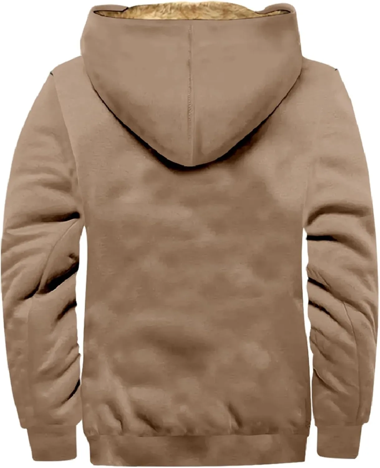 Men's Snap Front Puffer Jacket Sweater with Brown Pocket Cotton Jacket Thick Thermal Cotton Warm Mens Winter Jacket