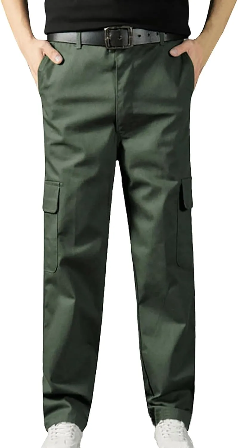 Men's Straight Fit Vintage Comfort Stretch Cargo Pants with Multi Pockets Athletic Pants