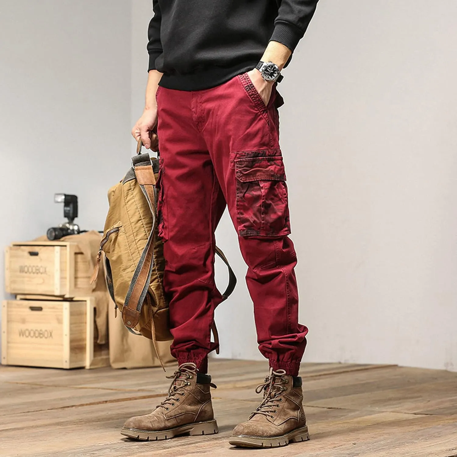 Mens Sweatpants with Pockets Big and Tall Athletic Cargo Trousers Utility Pants with Zip Pockets Joggers for Men Cargo