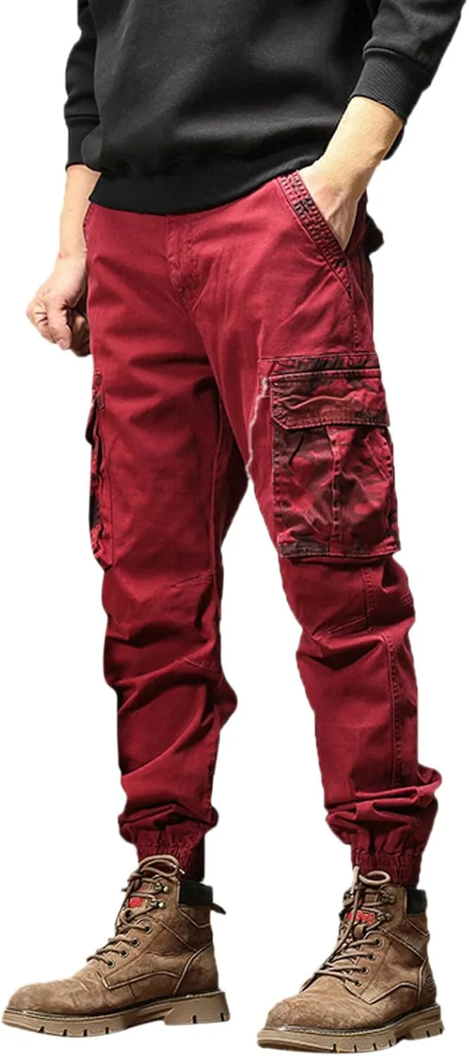 Mens Sweatpants with Pockets Big and Tall Athletic Cargo Trousers Utility Pants with Zip Pockets Joggers for Men Cargo