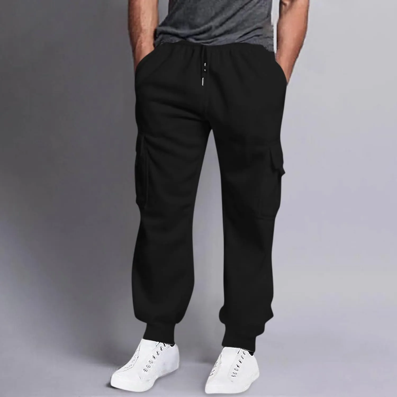Mens Sweatpants with Pockets Big and Tall Pant Fleece Liend Pants Hiking Drawstring Joggers Cargo Pant Men Pants Hiking