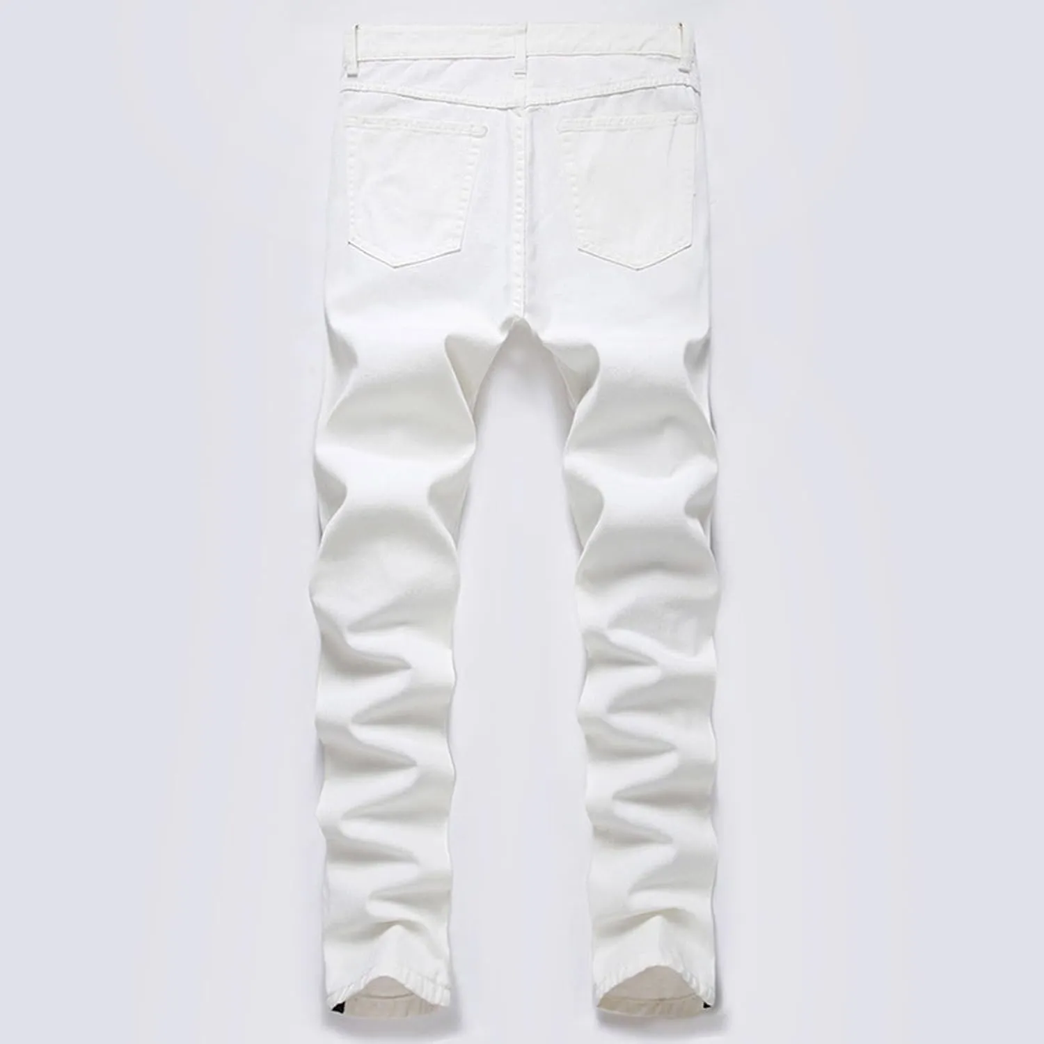 Men's Trousers Slim Casual Fit Ripped Straight Leg Plus Size Fashion Pants Middle Waist Denim Long Pants Mens Jeans