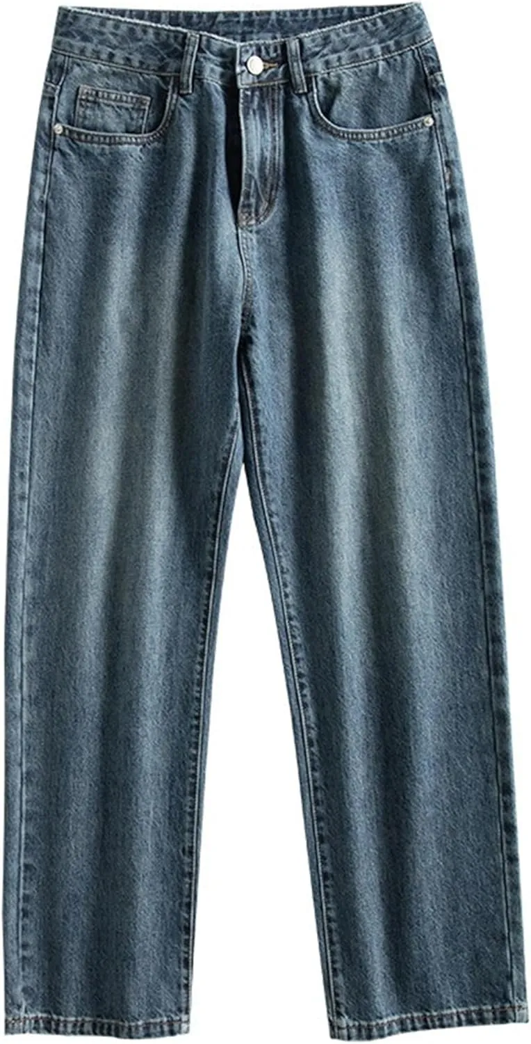 Men's Vintage Casual Relaxed Fit Jeans Comfort Straight Leg Spring Fall Denim Pants Lightweight Solid Jeans Trouser