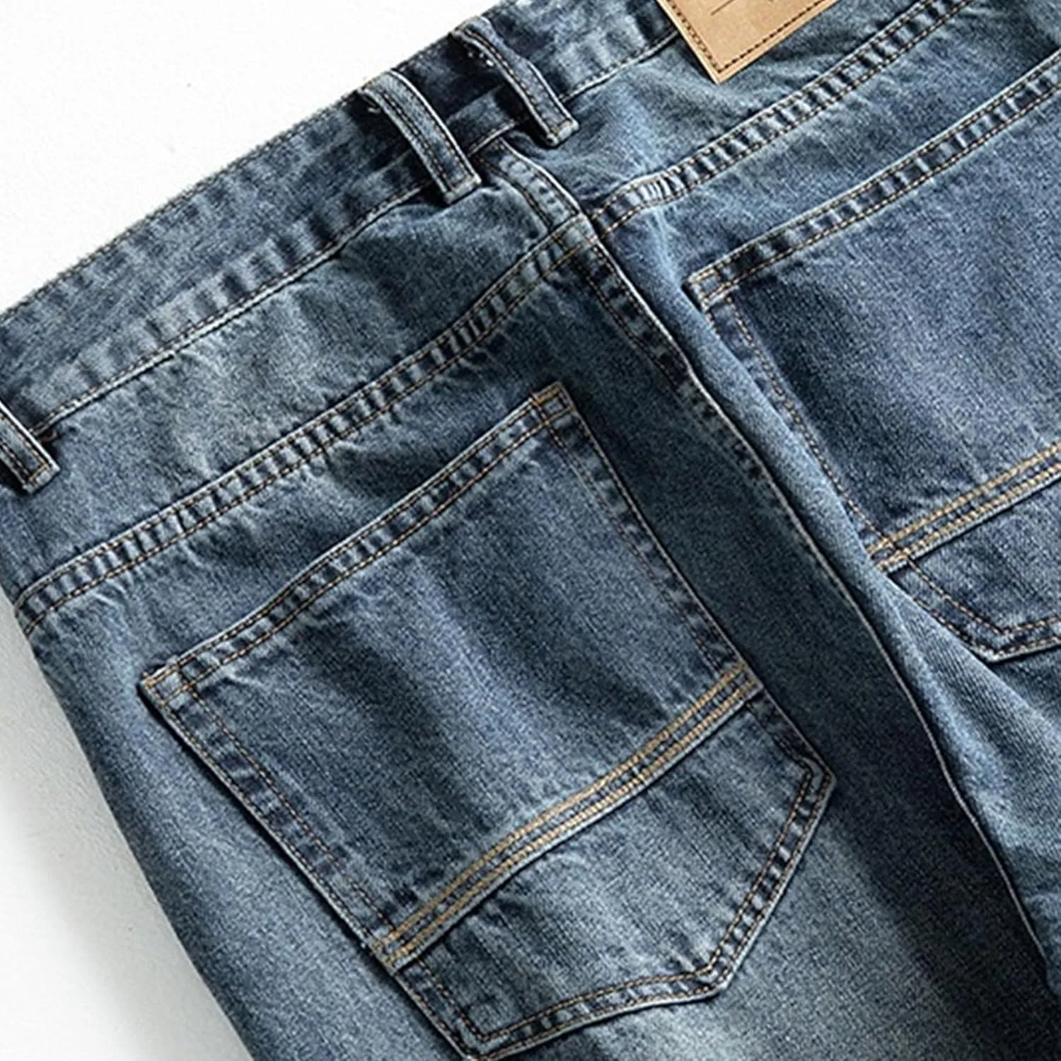 Men's Vintage Casual Relaxed Fit Jeans Comfort Straight Leg Spring Fall Denim Pants Lightweight Solid Jeans Trouser