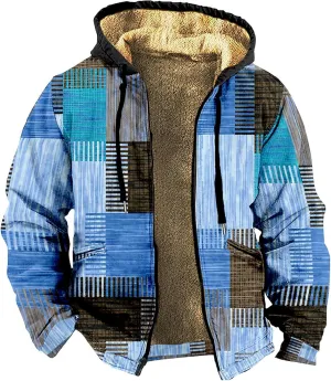 Mens Vintage Fleece Jacket Sherpa Lined Winter Coats Fall Winter Outerwear Windproof Casual Thermal Hoodies Plus Size