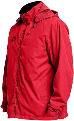 Men's Waterproof Raincoat Zip Up Lightweight Rain Jacket with Detachable Hood Softshell Windbreaker for Hiking Travel