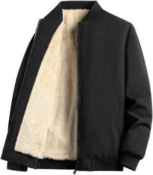 Men's Winter Bomber Jackets Thicken Windproof Travel Sherpa Fleece Lined Jackets Insulated Casual Softshell Jackets