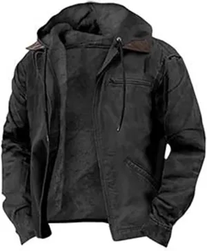 Men's Winter Coat Sherpa Fleece Lined Jacket Western Graphic Full Zip Thick Heavyweight Hoodie Winter Sweatshirts Coat