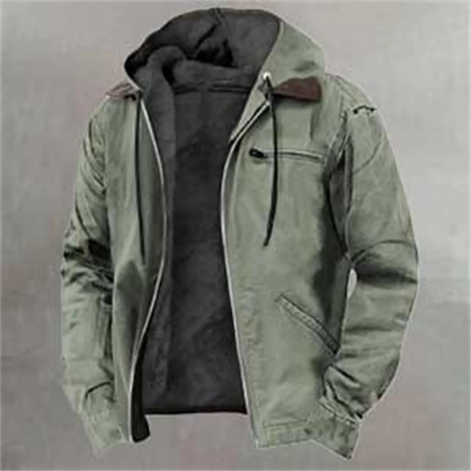 Men's Winter Coat Sherpa Fleece Lined Jacket Western Graphic Full Zip Thick Heavyweight Hoodie Winter Sweatshirts Coat