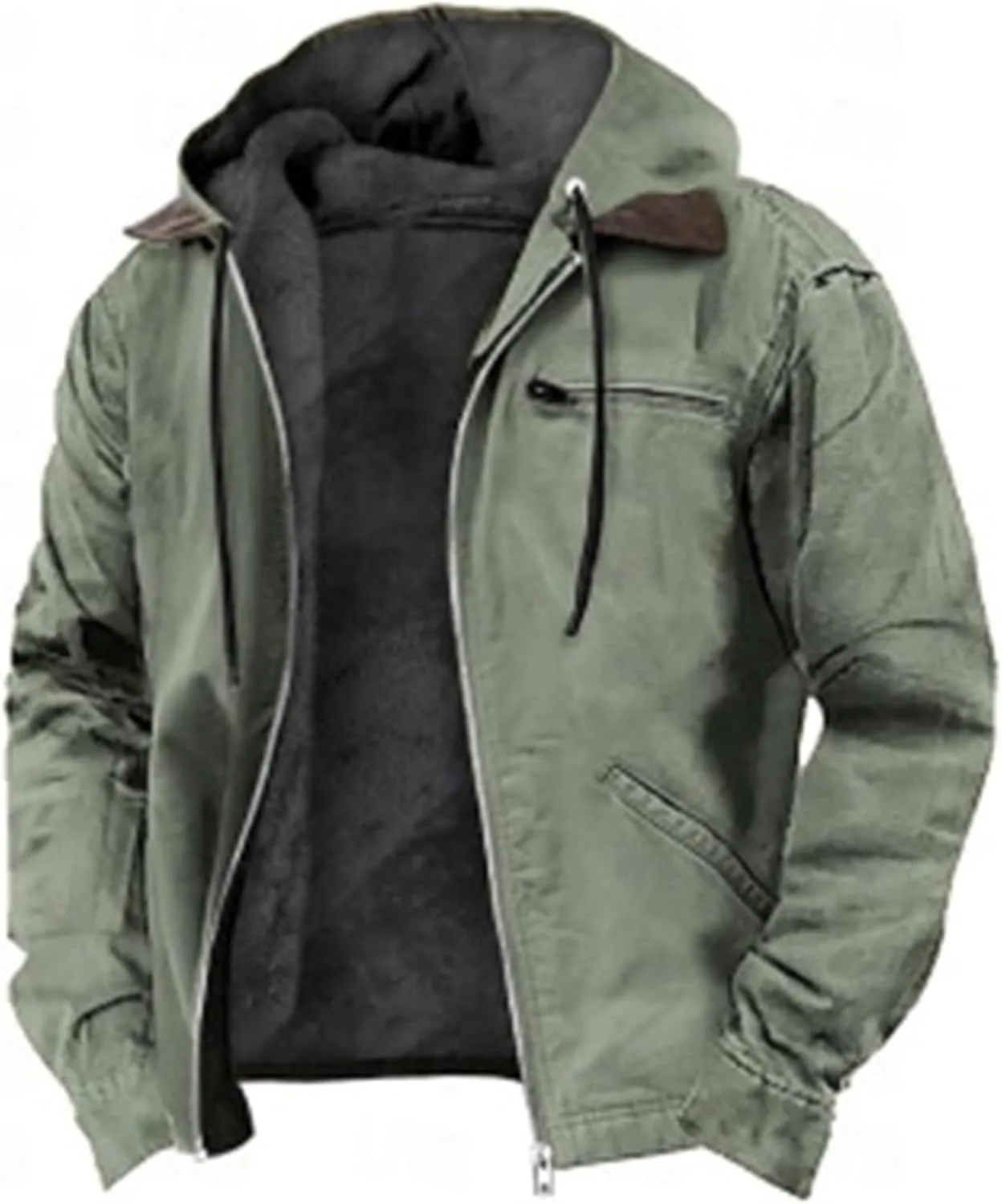 Men's Winter Coat Sherpa Fleece Lined Jacket Western Graphic Full Zip Thick Heavyweight Hoodie Winter Sweatshirts Coat