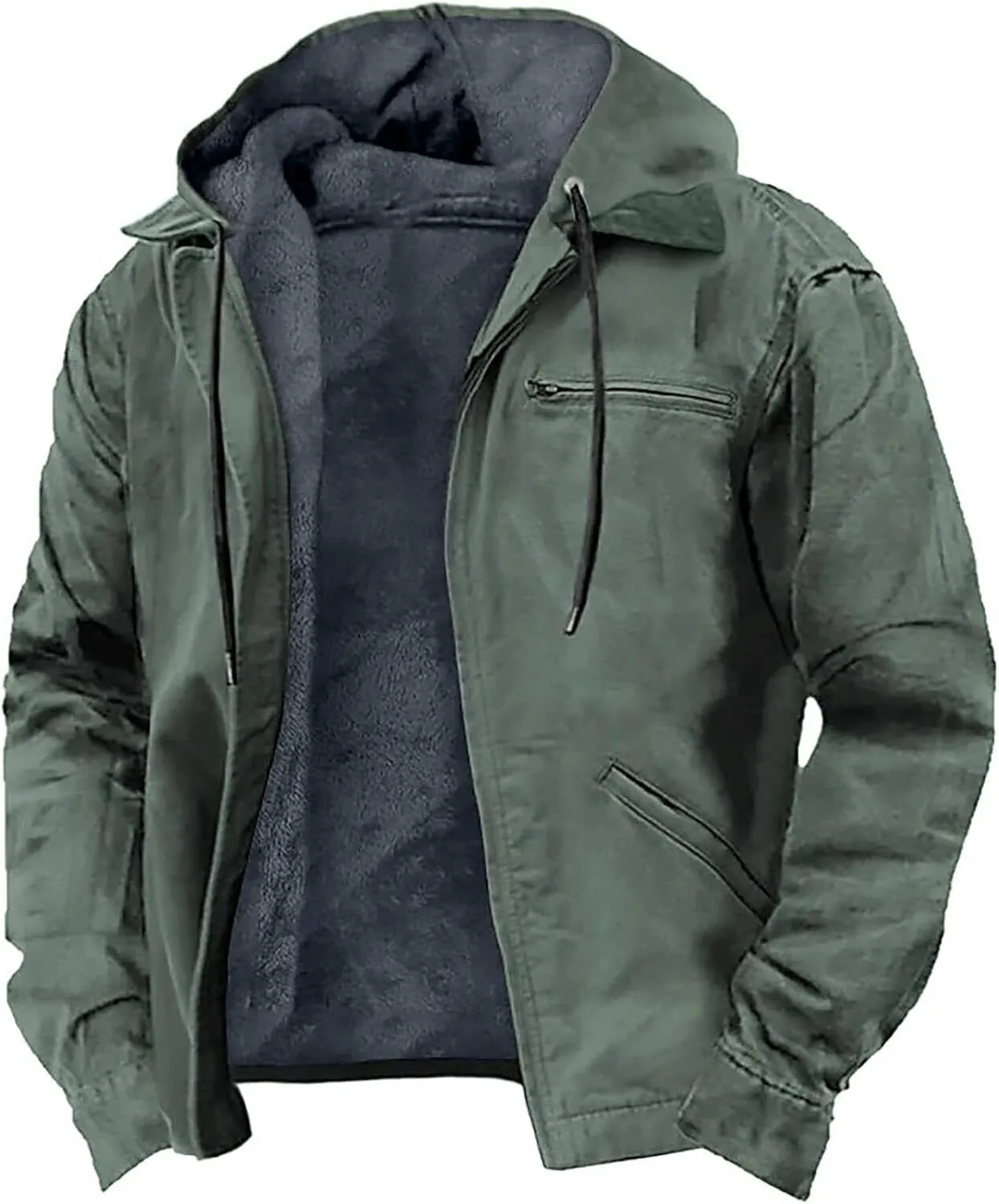 Men's Winter Coat Sherpa Fleece Lined Jacket Western Graphic Full Zip Thick Heavyweight Hoodie Winter Sweatshirts Coat