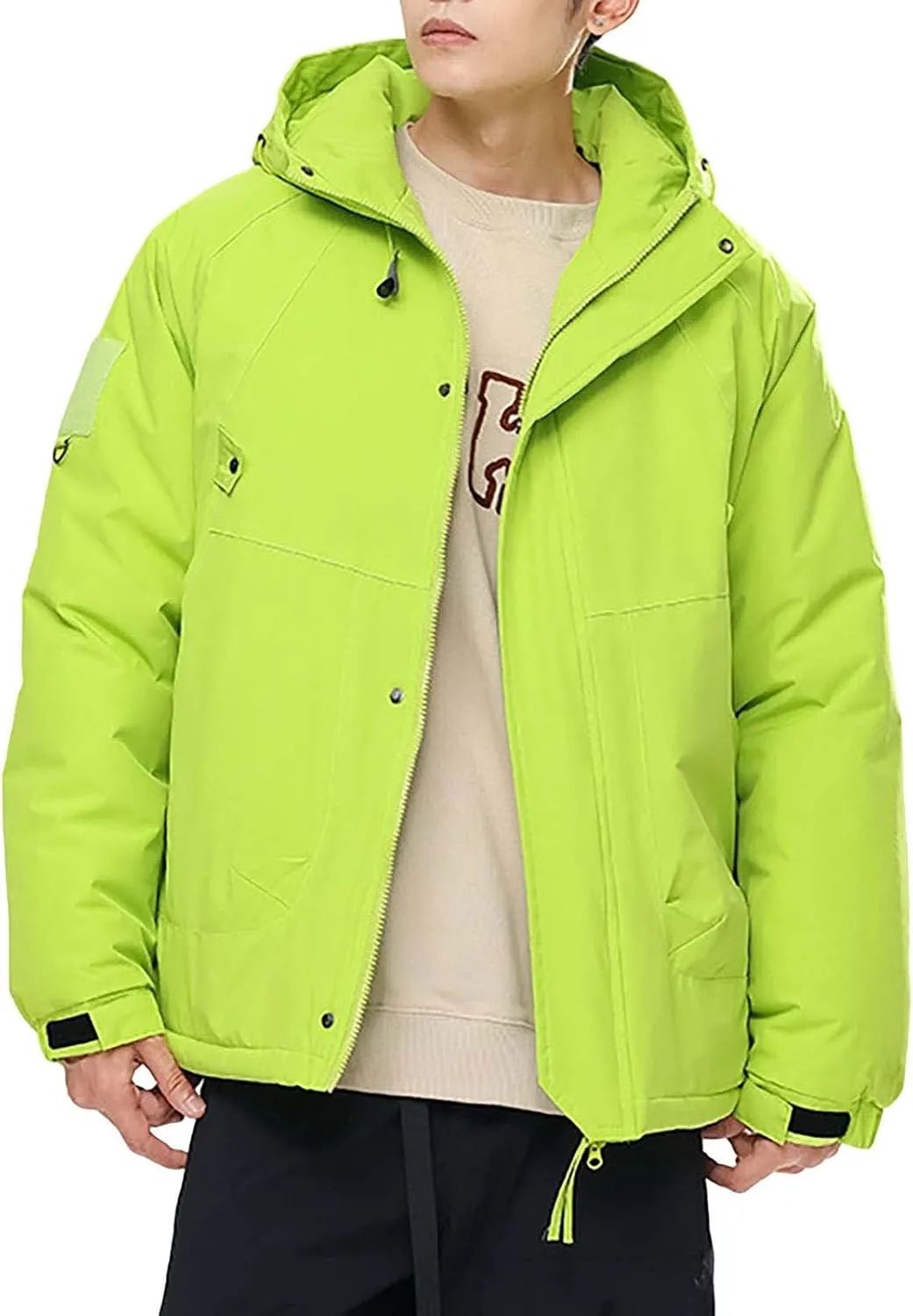 Mens Winter Coats with Hood Plus Size Warm Parka Jacket Waterproof Windproof Padded Outwear for Travel Hiking Running