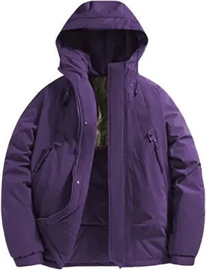 Mens Winter Coats with Hood Plus Size Warm Parka Jacket Waterproof Windproof Padded Outwear for Travel Hiking Running
