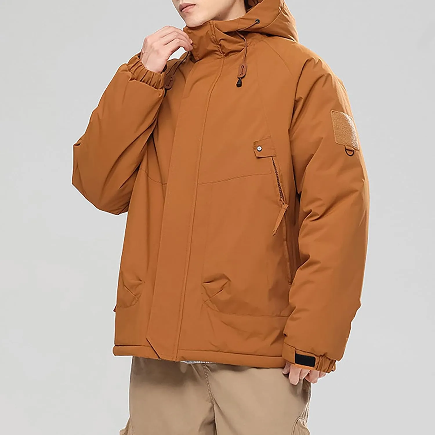 Mens Winter Coats with Hood Plus Size Warm Parka Jacket Waterproof Windproof Padded Outwear for Travel Hiking Running