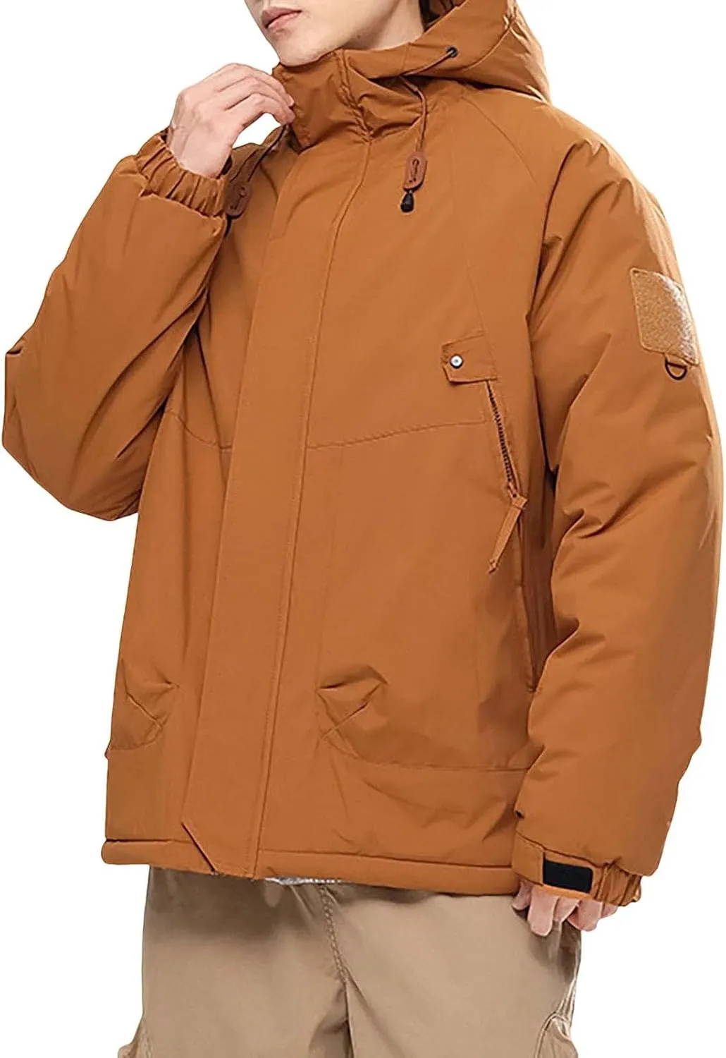 Mens Winter Coats with Hood Plus Size Warm Parka Jacket Waterproof Windproof Padded Outwear for Travel Hiking Running