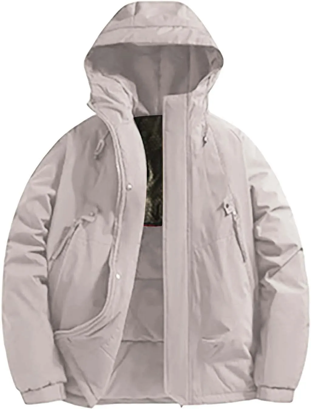 Mens Winter Coats with Hood Plus Size Warm Parka Jacket Waterproof Windproof Padded Outwear for Travel Hiking Running