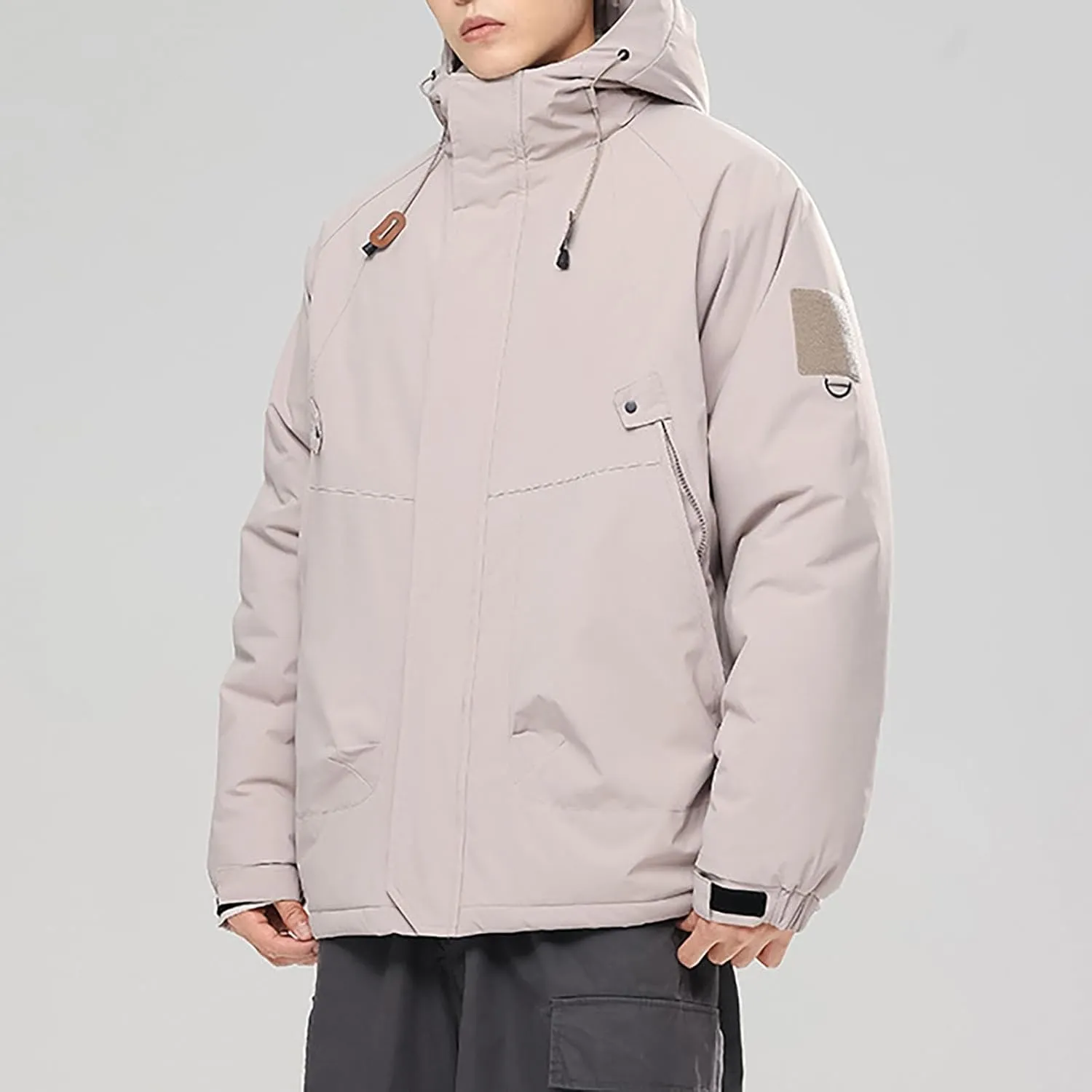 Mens Winter Coats with Hood Plus Size Warm Parka Jacket Waterproof Windproof Padded Outwear for Travel Hiking Running