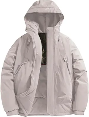 Mens Winter Coats with Hood Plus Size Warm Parka Jacket Waterproof Windproof Padded Outwear for Travel Hiking Running