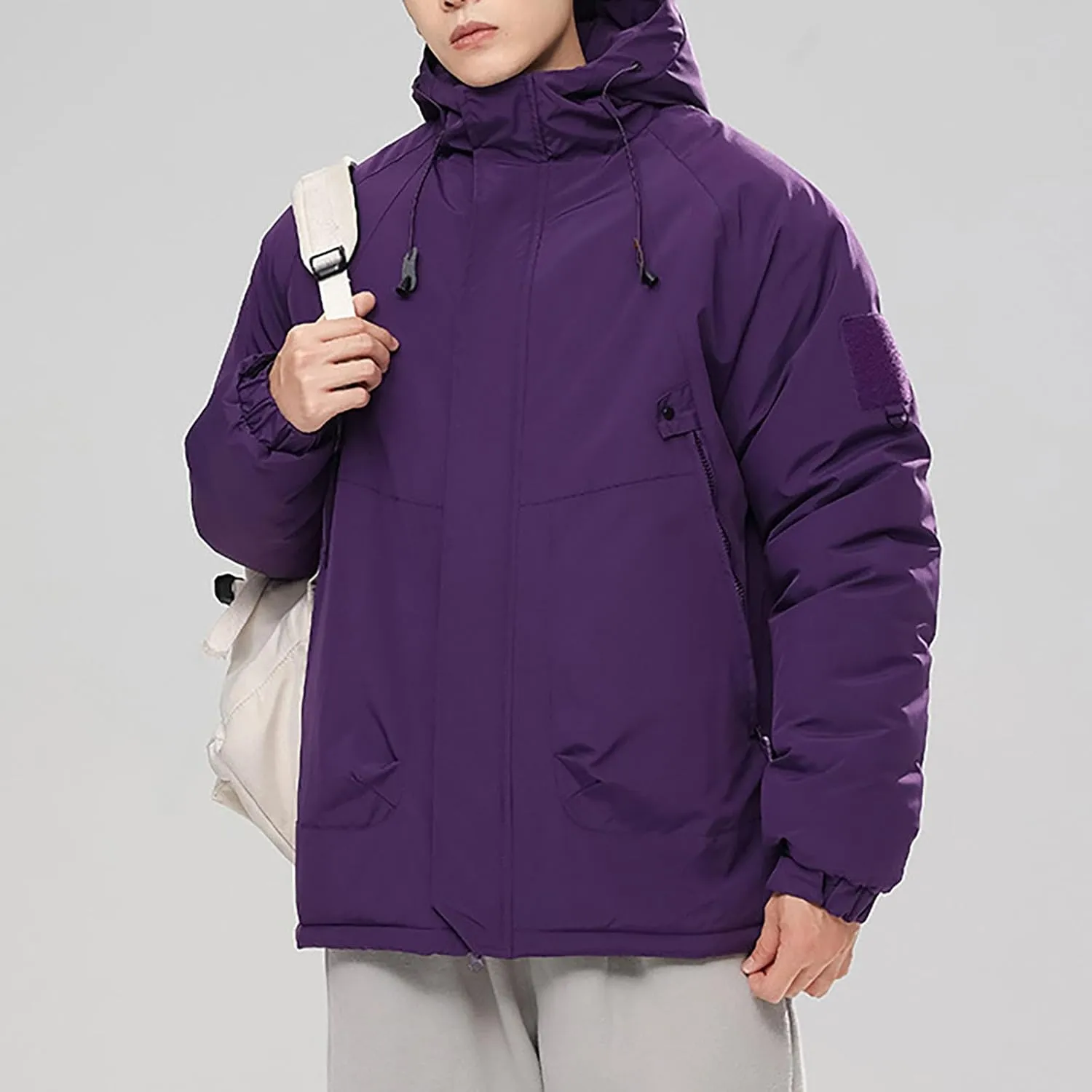 Mens Winter Coats with Hood Plus Size Warm Parka Jacket Waterproof Windproof Padded Outwear for Travel Hiking Running
