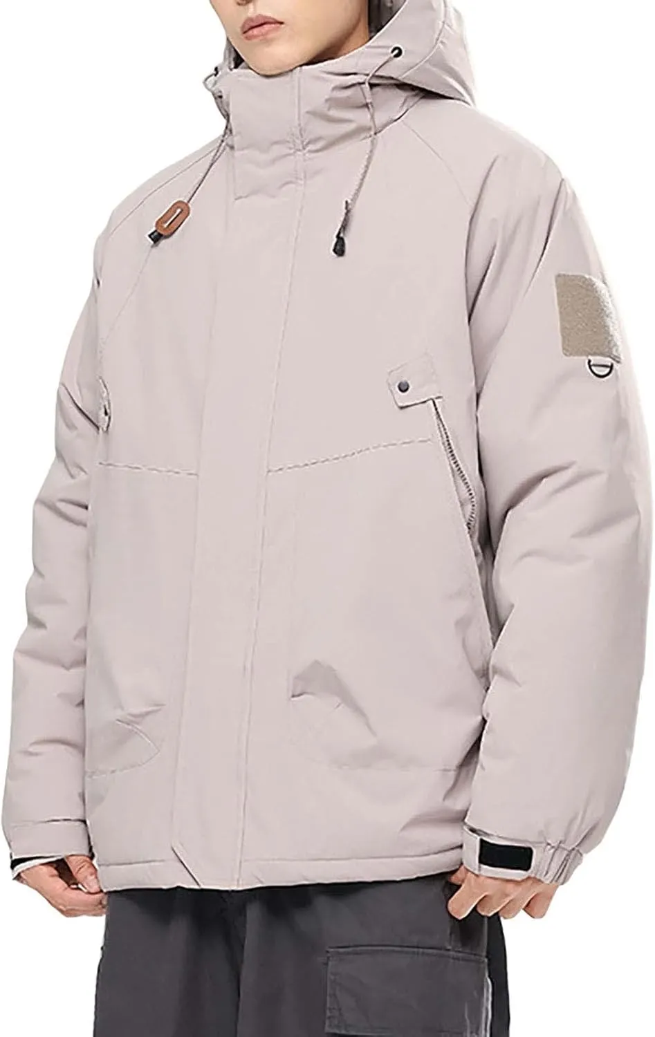 Mens Winter Coats with Hood Plus Size Warm Parka Jacket Waterproof Windproof Padded Outwear for Travel Hiking Running
