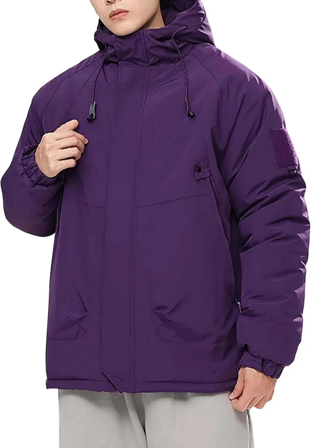 Mens Winter Coats with Hood Plus Size Warm Parka Jacket Waterproof Windproof Padded Outwear for Travel Hiking Running