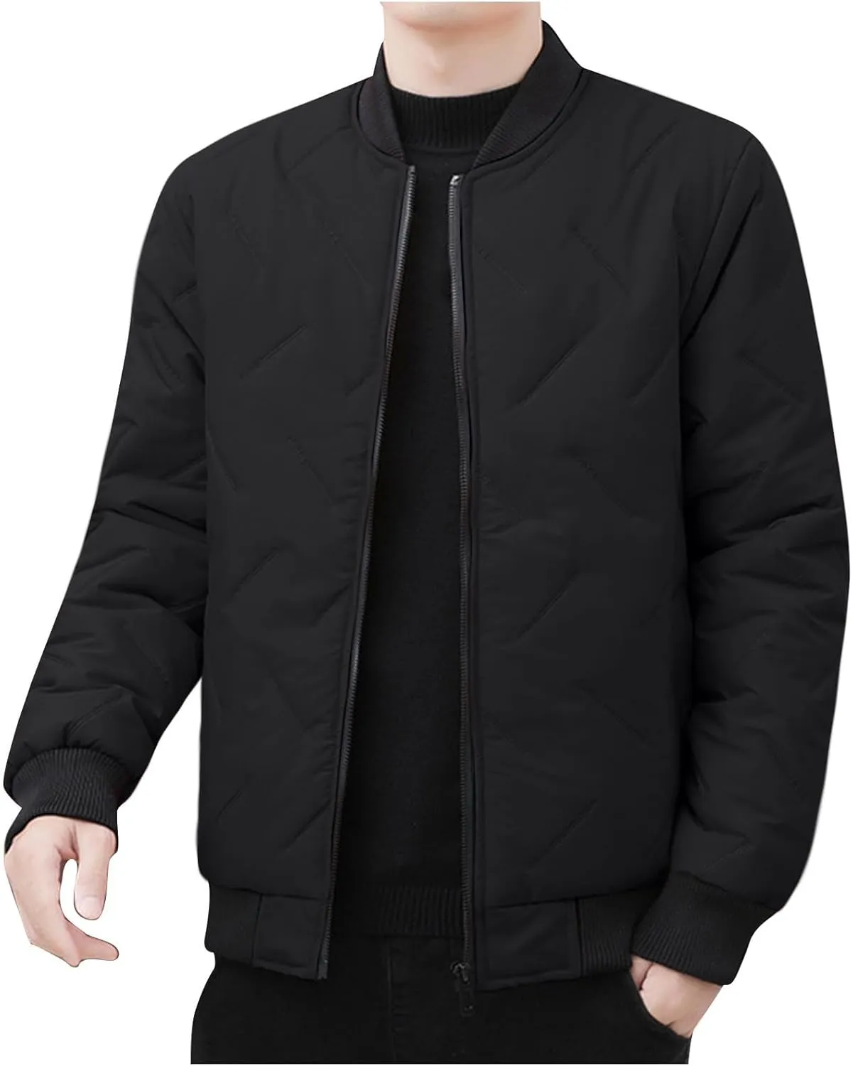 Men's Winter Jacket Collar Puffer Jacket Lightweight Flight Jacket Plus Size Down Coat Zip up Padded Coat Casual Jacket