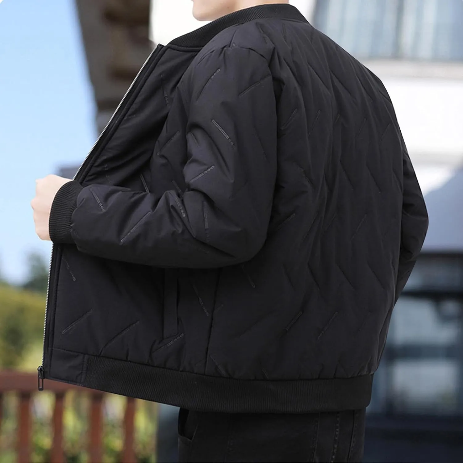 Men's Winter Jacket Collar Puffer Jacket Lightweight Flight Jacket Plus Size Down Coat Zip up Padded Coat Casual Jacket
