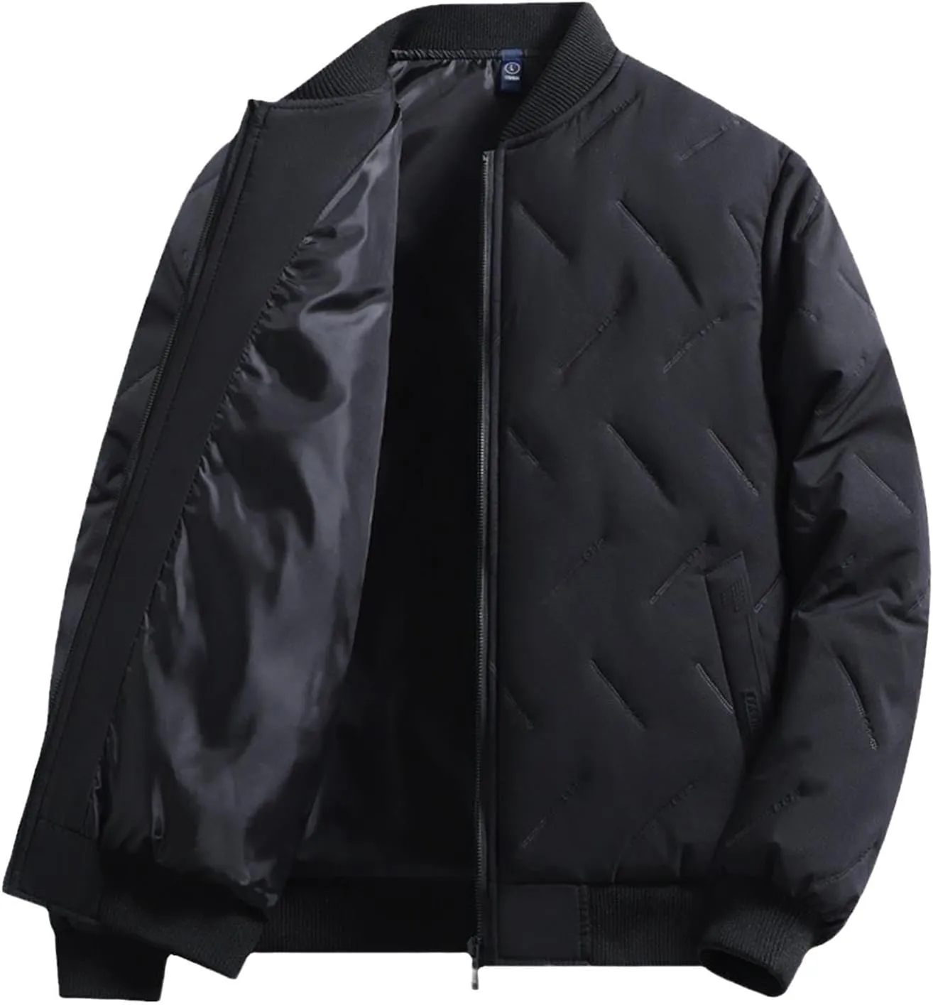 Men's Winter Jacket Collar Puffer Jacket Lightweight Flight Jacket Plus Size Down Coat Zip up Padded Coat Casual Jacket
