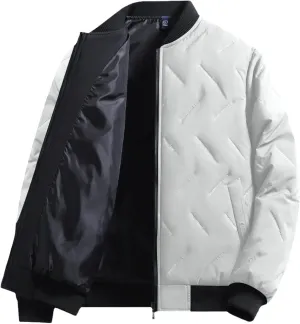 Men's Winter Jacket Collar Puffer Jacket Lightweight Flight Jacket Plus Size Down Coat Zip up Padded Coat Casual Jacket